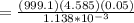 =\frac{(999.1)(4.585)(0.05)}{1.138*10^{-3}}