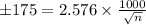 \pm 175 = 2.576 \times \frac{1000}{\sqrt n}