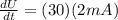 \frac{dU}{dt} = (30)(2 mA)