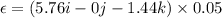 \epsilon=(5.76i-0j-1.44k)\times0.05