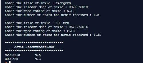 Write a function to prompt the user to enter the information for one movie (title, release date, mpa