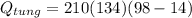 Q_{tung} = 210(134)(98 - 14)
