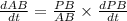 \frac{dAB}{dt} = \frac{PB}{AB} \times \frac{dPB}{dt}