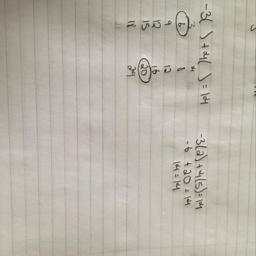 Which ordered pair is a solution of the equation -3x+4y=14