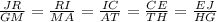 \frac{JR}{GM} = \frac{RI}{MA} = \frac{IC}{AT} = \frac{CE}{TH} = \frac{EJ}{HG}