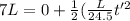7L=0+\frac{1}{2}(\frac{L}{24.5}t'^2