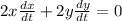 2x\frac{dx}{dt}+2y\frac{dy}{dt} =0