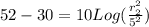 52 - 30 = 10 Log(\frac{r_2^2}{5^2})