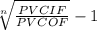\sqrt[n]{\frac{PVCIF}{PVCOF} } -1