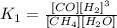 K_1=\frac{[CO][H_2]^3}{[CH_4][H_2O]}