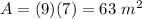 A=(9)(7)=63\ m^2