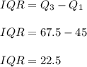 IQR=Q_3-Q_1\\\\IQR=67.5-45\\\\IQR=22.5