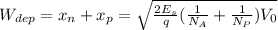 W_{dep} =x_{n}+ x_{p}=\sqrt{\frac{2E_{s} }{q}(\frac{1}{N_{A} } +\frac{1}{N_{P} })V_{0}   }