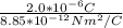 \frac{2.0*10^{-6}C }{8.85*10^{-12}Nm^{2}/C  }