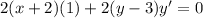2(x+2)(1)+2(y-3)y'=0