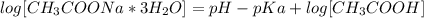 log [CH_{3}COONa*3H_{2}O] = pH - pKa + log [CH_{3}COOH]