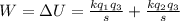 W =\Delta U = \frac{kq_1q_3}{s} + \frac{kq_2q_3}{s}
