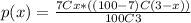 p(x)=\frac{7Cx*((100-7)C(3-x))}{100C3}