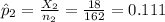 \hat p_{2}=\frac{X_{2}}{n_{2}}=\frac{18}{162}=0.111