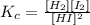 K_c=\frac{[H_2][I_2]}{[HI]^2}