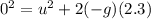 0^2 = u^2+2(-g)(2.3)