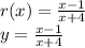 r(x)=\frac{x-1}{x+4}\\y=\frac{x-1}{x+4}