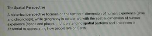 Explain the difference between historic perspective and spatial perspective