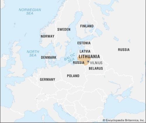 Lithuania lies to the  of Russia. *