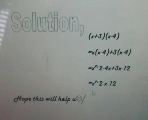 Multiply (x+3)(x-4) What is the middle term in the simplified product