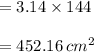 =3.14\times 144\\\\=452.16\,cm^2