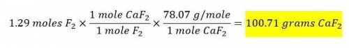 How many grams of caf2 would be needed to produce 1.29 moles of f2?