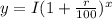 y=I(1+\frac{r}{100})^x