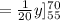 =\frac{1}{20}y]\limits_{55}^{70}
