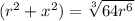 (r^2+x^2) = \sqrt[3]{64r^6}