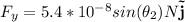 F_y = 5.4*10^{-8}sin(\theta_2) N\bold{\vec{j}}
