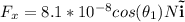 F_x = 8.1*10^{-8}cos(\theta_1)N\bold{\vec{i}}