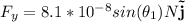 F_y = 8.1*10^{-8}sin(\theta_1) N\bold{\vec{j}}