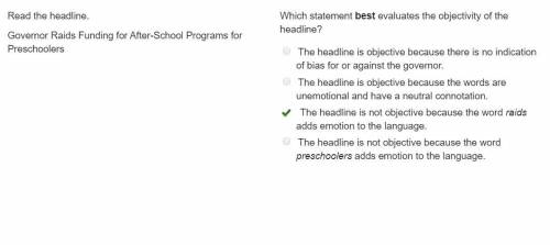 Which statement best evaluates the objectivity of the headline? A. The headline is objective because