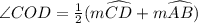 \angle COD=\frac{1}{2}(m \widehat{CD} + m \widehat{AB})