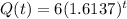 Q(t) = 6(1.6137)^{t}