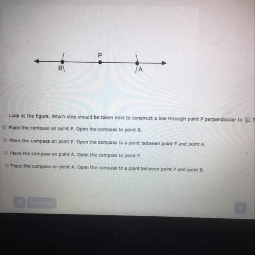 Look at the figure. which step should be taken next to construct a line through point p perpendicula