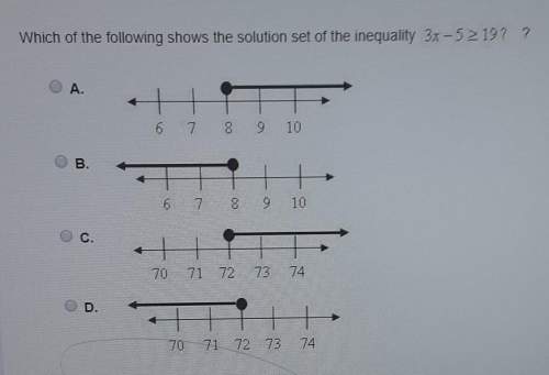 Which of the following shows the solution set of the inequality3x-5&gt; _19?