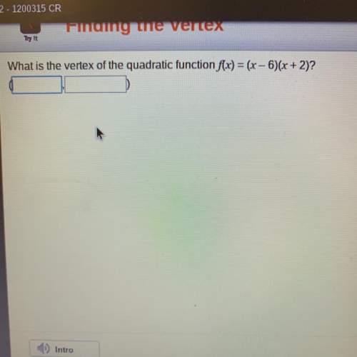 What is the vertex of the quadratic function f(x)=(x-6)(x+2)?