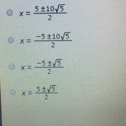What are the zeros of the function fx = x2 +5x + 5 written in simplest radical form
