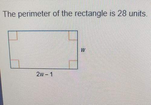 The perimeter of the rectangle is 28 units.what is the value of w?