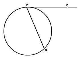 In the figure below, if arc xy measures 116 degrees, what is the measure of angle zyx? &lt;