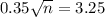 0.35\sqrt{n} = 3.25