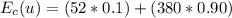 E_c(u) = (52*0.1)+(380*0.90)