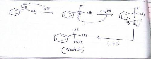 Draw the structure(s) of the organic product(s) predicted when this compound reacts with 1 eq. CH3OH