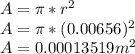 A=\pi *r^2\\A=\pi *(0.00656)^2\\A=0.00013519 m^2